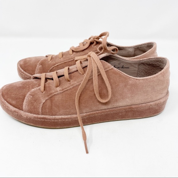 Joie Pink Daryl Velvet Low-Top Fashion Sneakers - Picture 3 of 8